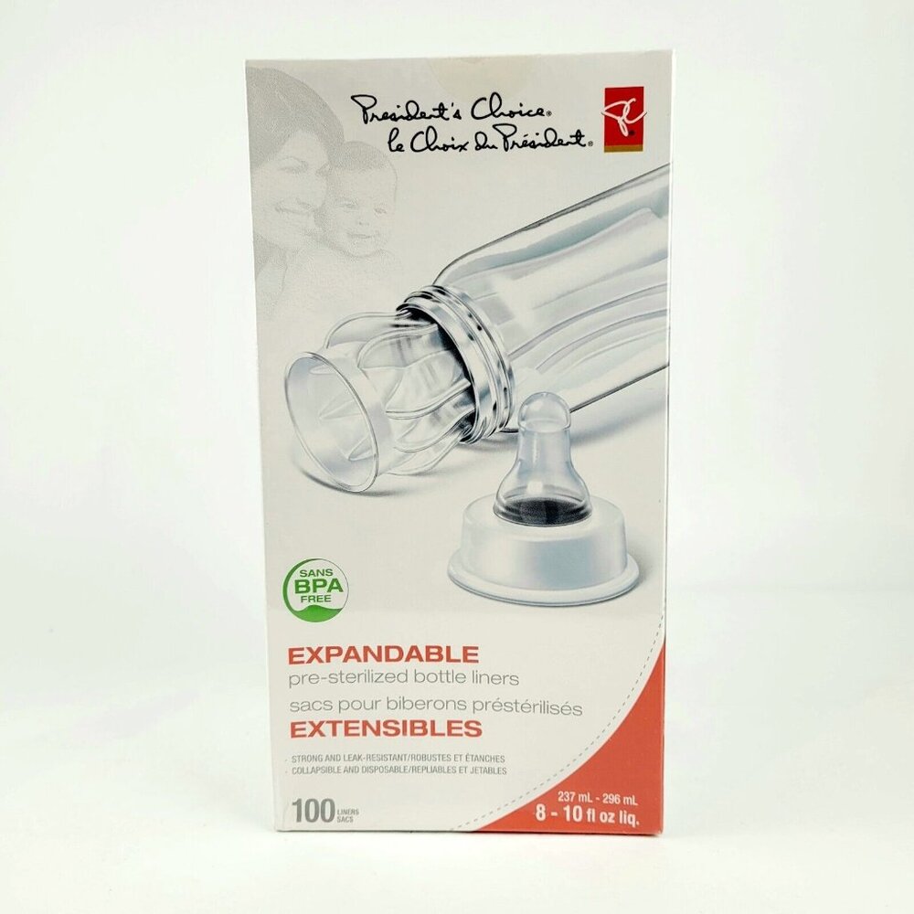 President's Choice Baby Drop-Ins Bottle Liners 8 -10 oz 100 Disposable Liners